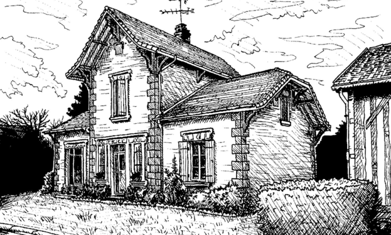 Dessin d' après photo : belle maison située dans les Landes